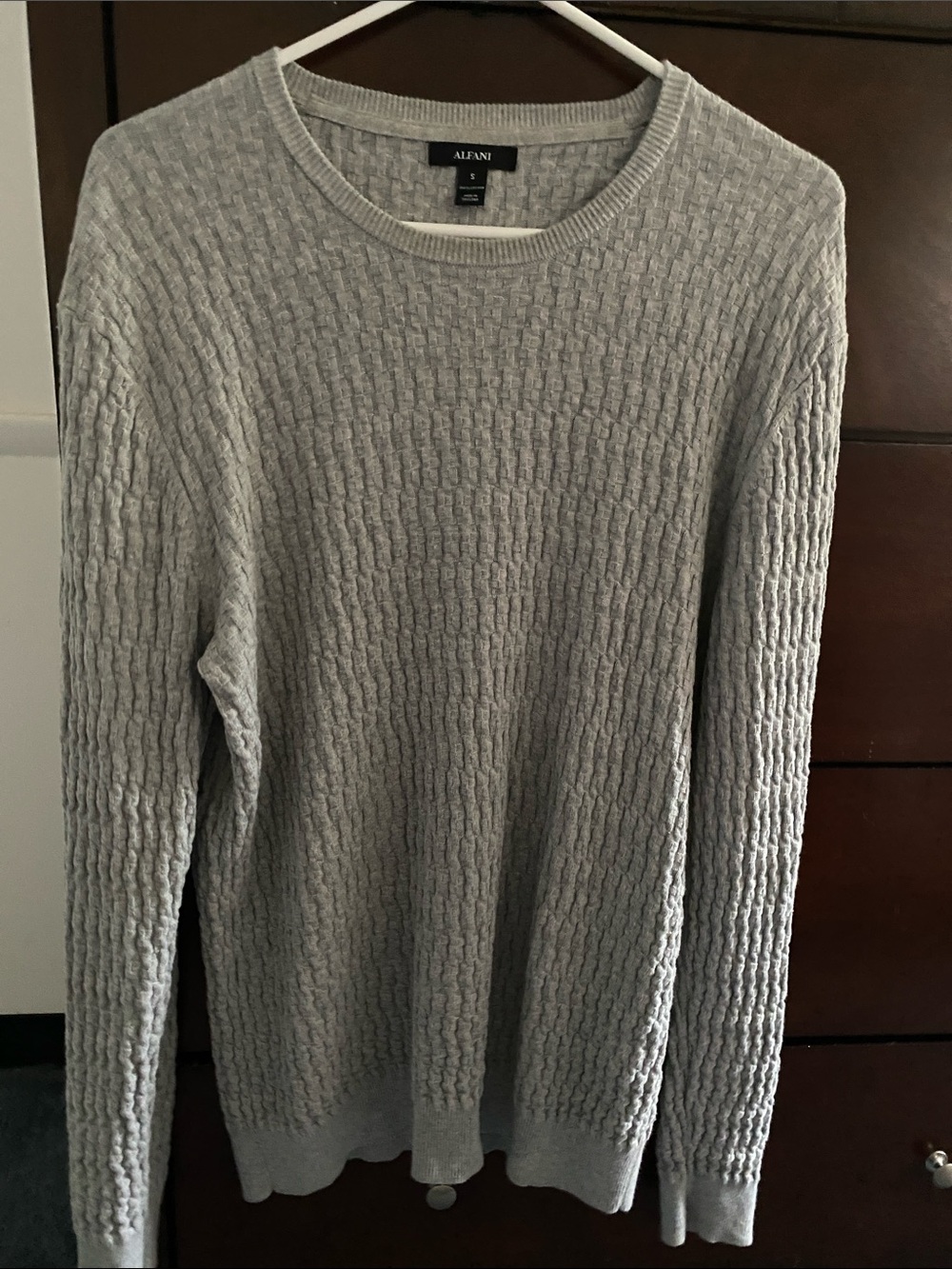 Alfani Women’s Light Gray Crewneck Cable Knit Sweater